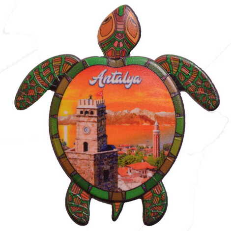 Antalya Themed Customised UV Printed Plastic Base Turtle Shaped Fridge Magnet 80x74 mm - 5