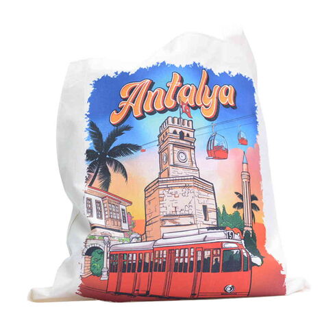 Antalya Themed Digital Printed Tote Bag 35x40 cm - 2