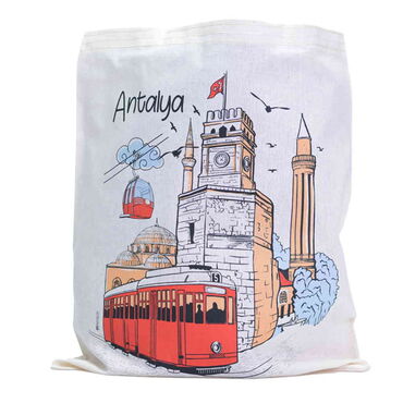 Antalya Themed Digital Printed Tote Bag 35x40 cm - 4