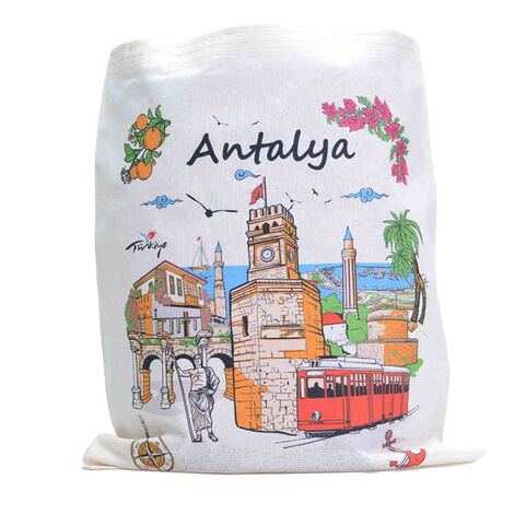 Antalya Themed Digital Printed Tote Bag 35x40 cm - 5