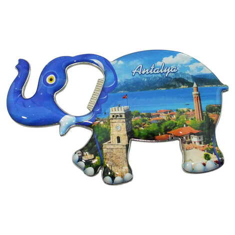 Antalya Themed Elephant Shaped Metal Magnetic Bottle Opener 100x60 mm - 3