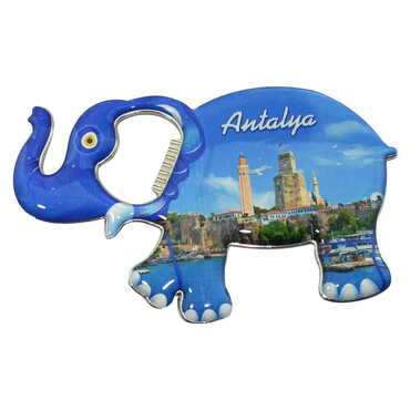 Antalya Themed Elephant Shaped Metal Magnetic Bottle Opener 100x60 mm - 4