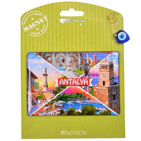 Antalya Themed Epoxy Dome Backing Card Souvenir Fridge Magnet - 14