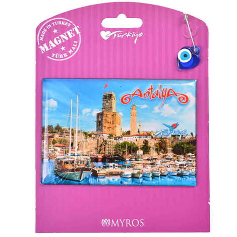 Antalya Themed Epoxy Dome Backing Card Souvenir Fridge Magnet - 17