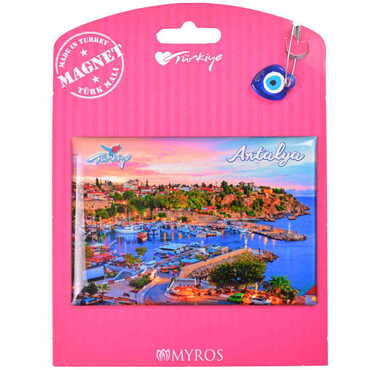 Antalya Themed Epoxy Dome Backing Card Souvenir Fridge Magnet - 19