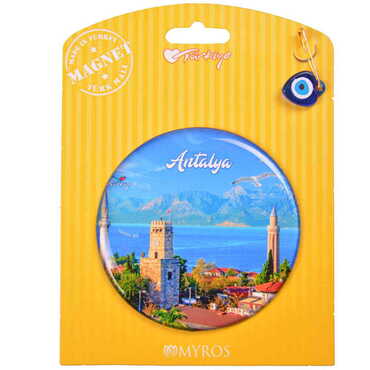 Antalya Themed Epoxy Dome Backing Card Souvenir Fridge Magnet - 24