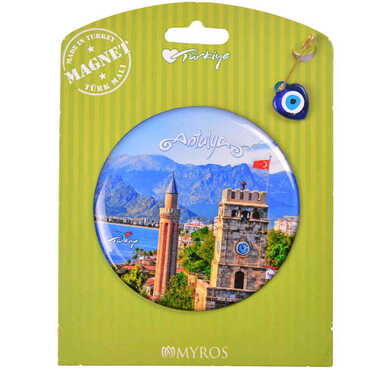 Antalya Themed Epoxy Dome Backing Card Souvenir Fridge Magnet - 25