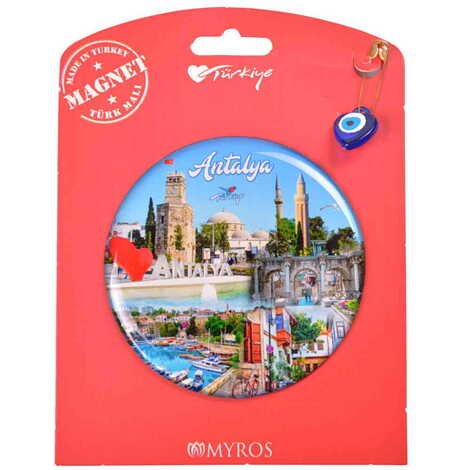 Antalya Themed Epoxy Dome Backing Card Souvenir Fridge Magnet - 26