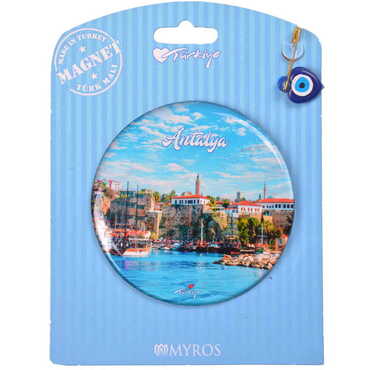 Antalya Themed Epoxy Dome Backing Card Souvenir Fridge Magnet - 27