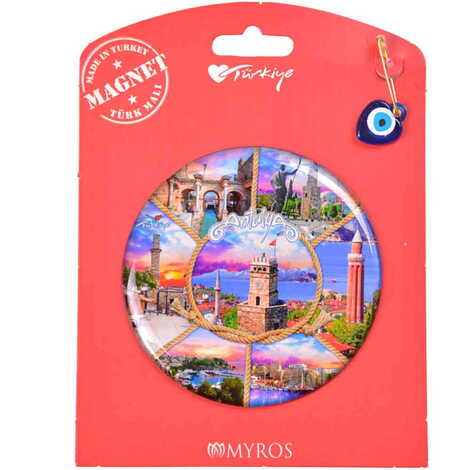 Antalya Themed Epoxy Dome Backing Card Souvenir Fridge Magnet - 28