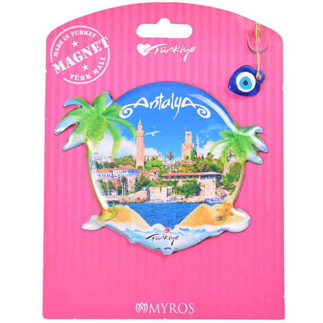 Antalya Themed Epoxy Dome Backing Card Souvenir Fridge Magnet - 33