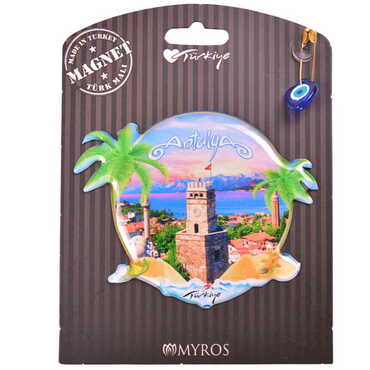 Antalya Themed Epoxy Dome Backing Card Souvenir Fridge Magnet - 34