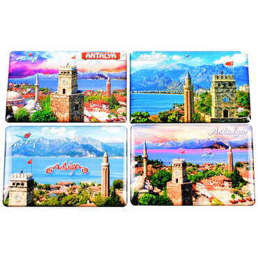 Antalya Themed Epoxy Dome Rectangle Souvenir Fridge Magnet 80x55 cm - 3