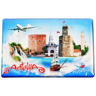 Antalya Themed Epoxy Dome Rectangle Souvenir Fridge Magnet 80x55 cm - 6