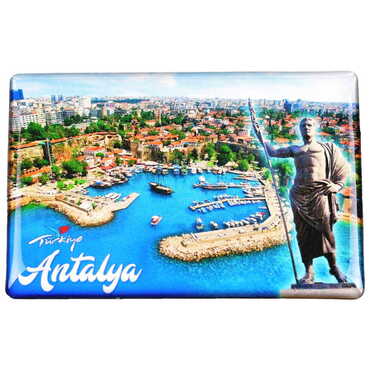 Antalya Themed Epoxy Dome Rectangle Souvenir Fridge Magnet 80x55 cm - 7