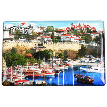 Antalya Themed Epoxy Dome Rectangle Souvenir Fridge Magnet 80x55 cm - 8