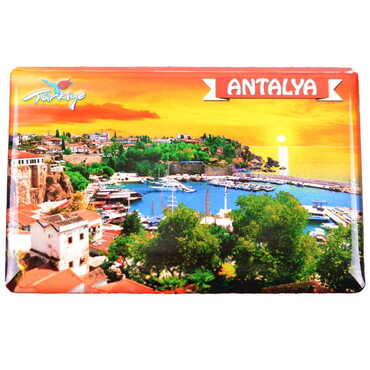 Antalya Themed Epoxy Dome Rectangle Souvenir Fridge Magnet 80x55 cm - 9