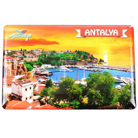 Antalya Themed Epoxy Dome Rectangle Souvenir Fridge Magnet 80x55 cm - 9