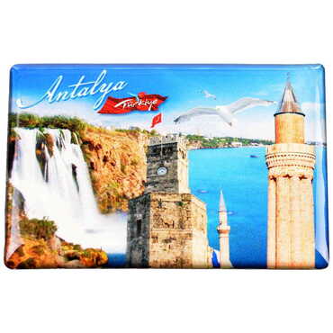 Antalya Themed Epoxy Dome Rectangle Souvenir Fridge Magnet 80x55 cm - 10