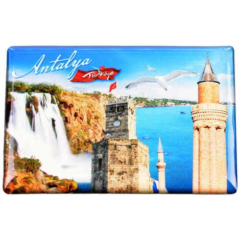 Antalya Themed Epoxy Dome Rectangle Souvenir Fridge Magnet 80x55 cm - 10