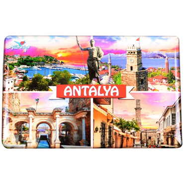 Antalya Themed Epoxy Dome Rectangle Souvenir Fridge Magnet 80x55 cm - 11