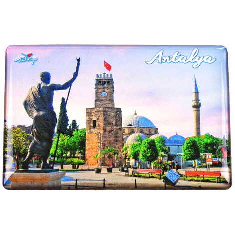 Antalya Themed Epoxy Dome Rectangle Souvenir Fridge Magnet 80x55 cm - 13