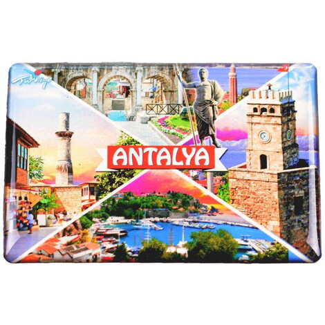 Antalya Themed Epoxy Dome Rectangle Souvenir Fridge Magnet 80x55 cm - 14