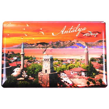 Antalya Themed Epoxy Dome Rectangle Souvenir Fridge Magnet 80x55 cm - 15