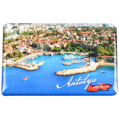 Antalya Themed Epoxy Dome Rectangle Souvenir Fridge Magnet 80x55 cm - 17