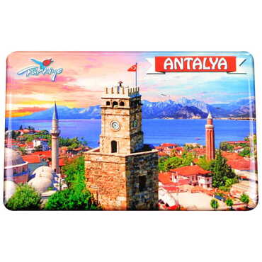 Antalya Themed Epoxy Dome Rectangle Souvenir Fridge Magnet 80x55 cm - 18