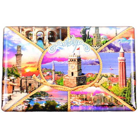 Antalya Themed Epoxy Dome Rectangle Souvenir Fridge Magnet 80x55 cm - 19