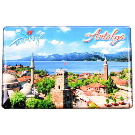 Antalya Themed Epoxy Dome Rectangle Souvenir Fridge Magnet 80x55 cm - 20