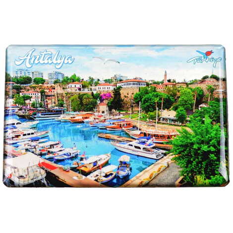 Antalya Themed Epoxy Dome Rectangle Souvenir Fridge Magnet 80x55 cm - 21