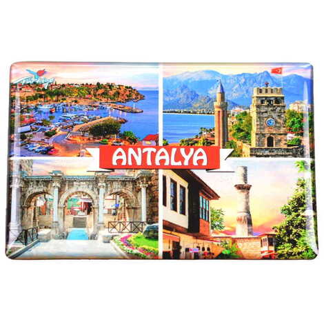 Antalya Themed Epoxy Dome Rectangle Souvenir Fridge Magnet 80x55 cm - 22