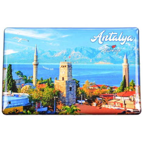 Antalya Themed Epoxy Dome Rectangle Souvenir Fridge Magnet 80x55 cm - 23