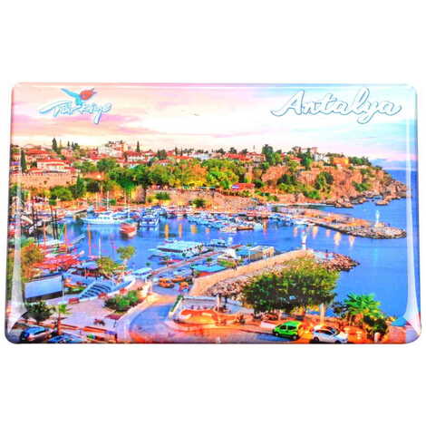 Antalya Themed Epoxy Dome Rectangle Souvenir Fridge Magnet 80x55 cm - 24