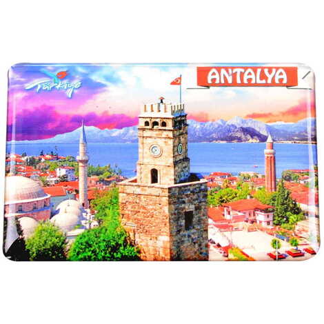 Antalya Themed Epoxy Dome Rectangle Souvenir Fridge Magnet 80x55 cm - 25