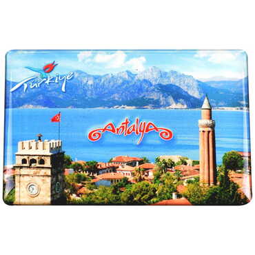 Antalya Themed Epoxy Dome Rectangle Souvenir Fridge Magnet 80x55 cm - 26