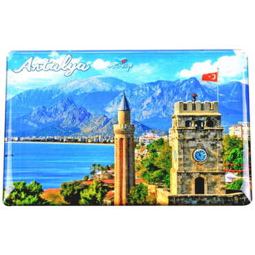 Antalya Themed Epoxy Dome Rectangle Souvenir Fridge Magnet 80x55 cm - 27