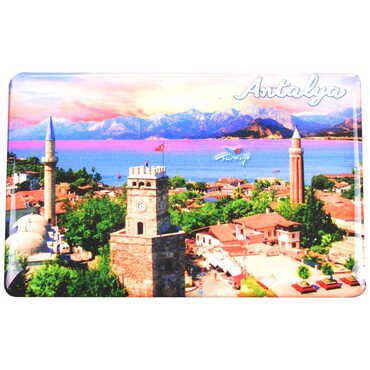 Antalya Themed Epoxy Dome Rectangle Souvenir Fridge Magnet 80x55 cm - 28