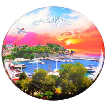 Antalya Themed Epoxy Dome Round Souvenir Fridge Magnet 67 mm - 4