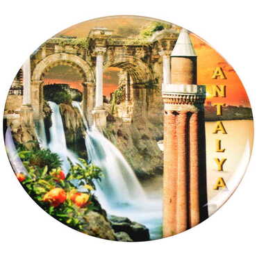 Antalya Themed Epoxy Dome Round Souvenir Fridge Magnet 67 mm - 5