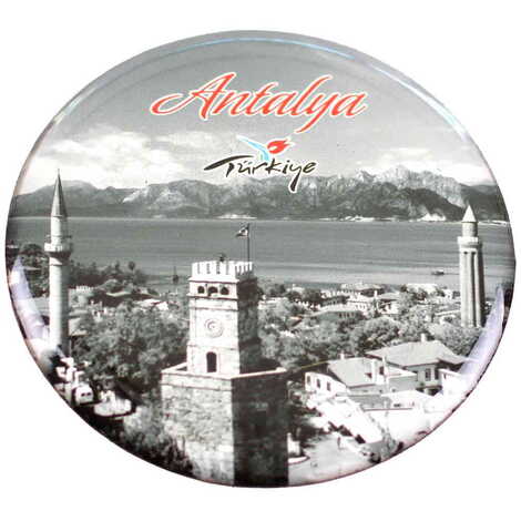 Antalya Themed Epoxy Dome Round Souvenir Fridge Magnet 67 mm - 16