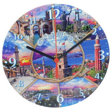 Antalya Themed Epoxy Wall Clock Home Decoration 20 Cm - 11