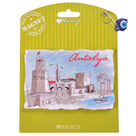 Antalya Themed Plastic Base UV Printed Custom Backing Carded Fridge Magnet - 10