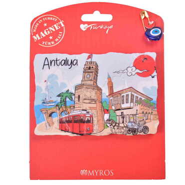 Antalya Themed Plastic Base UV Printed Custom Backing Carded Fridge Magnet - 11