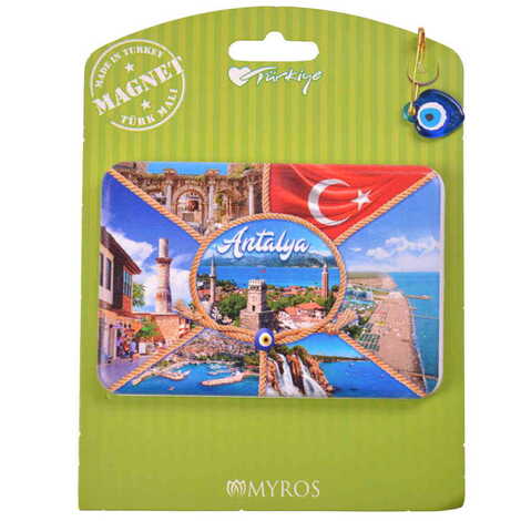 Antalya Themed Plastic Base UV Printed Custom Backing Carded Fridge Magnet - 14