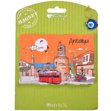 Antalya Themed Plastic Base UV Printed Custom Backing Carded Fridge Magnet - 15