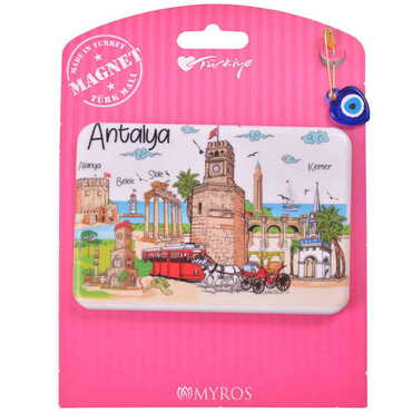 Antalya Themed Plastic Base UV Printed Custom Backing Carded Fridge Magnet - 17