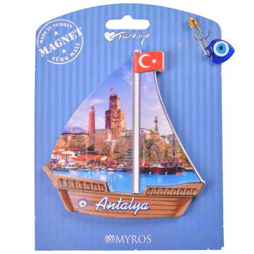 Antalya Themed Plastic Base UV Printed Custom Backing Carded Fridge Magnet - 41